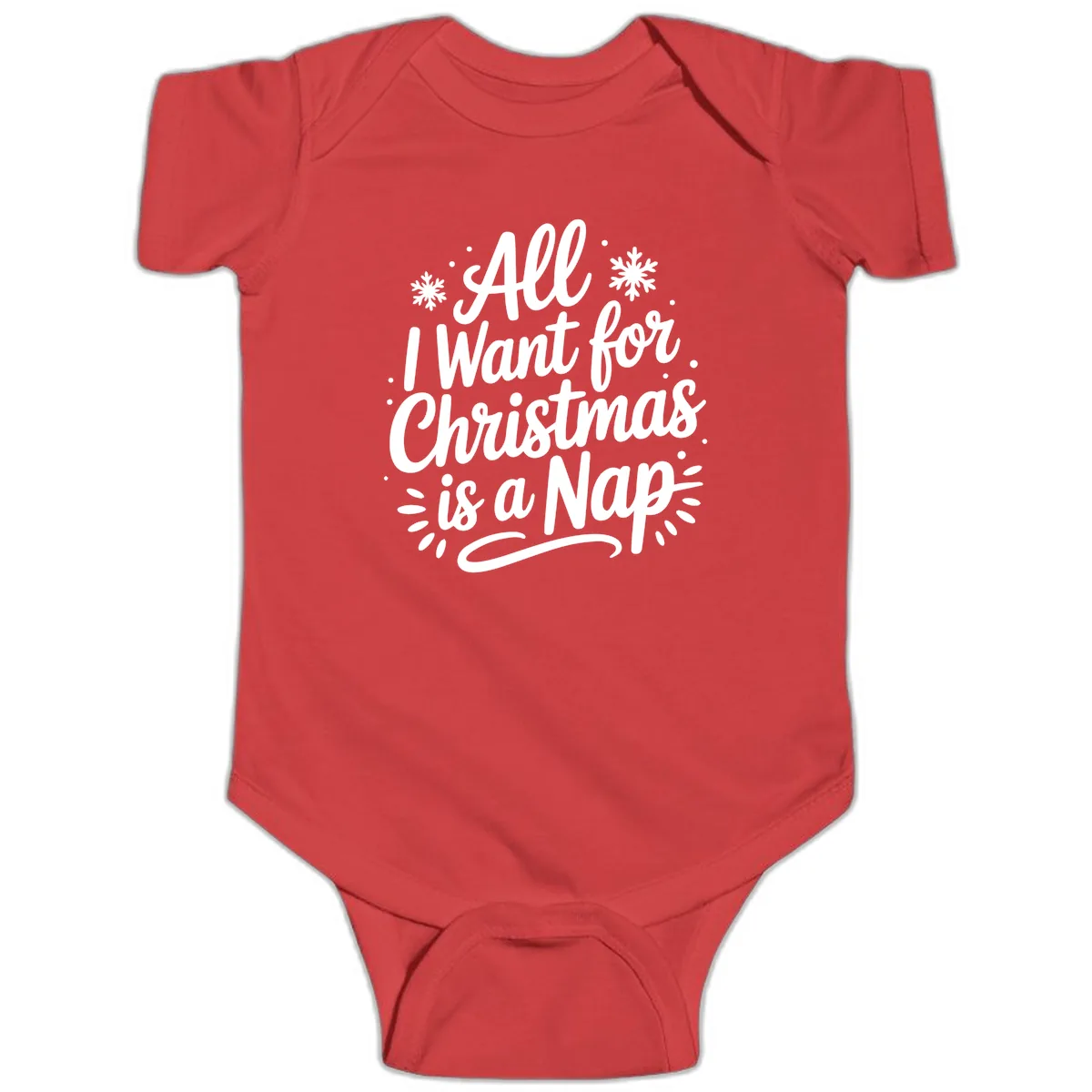 All I Want For Christmas Is A Nap Baby Onesie in Red